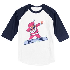 Snowboard Dabbing Santa Claus Funny Christmas Dab Dance Gift Cute Gift Baseball Sleeve Shirt