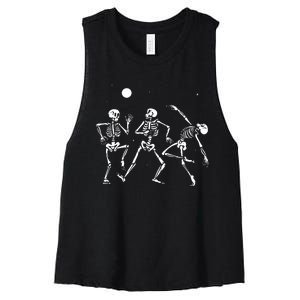 Spooky Dancing Skeletons Halloween Costume Music Adult Women's Racerback Cropped Tank