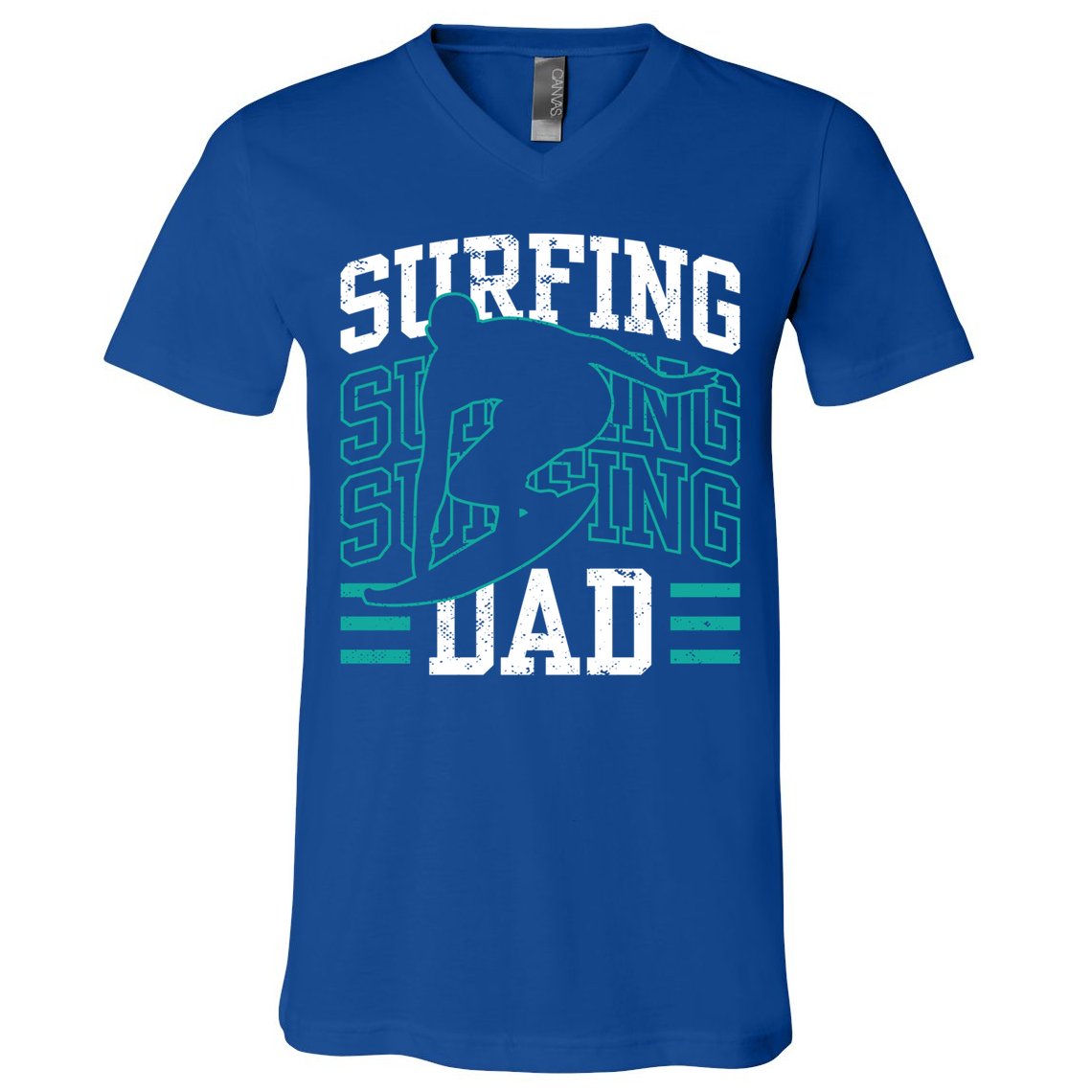 Surfing Dad Surf Surfboard Sayings Surfer Father Daddy Papa Gift V-Neck T-Shirt