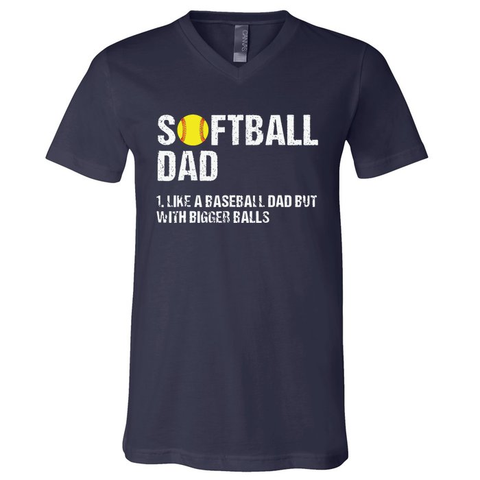 Softball Dad V-Neck T-Shirt