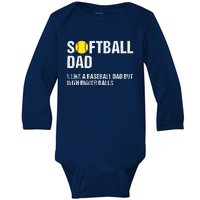 Softball Dad Baby Long Sleeve Bodysuit