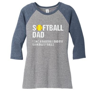 Softball Dad Women's Tri-Blend 3/4-Sleeve Raglan Shirt