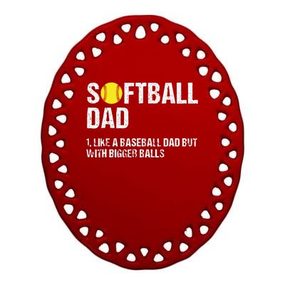 Softball Dad Ceramic Oval Ornament