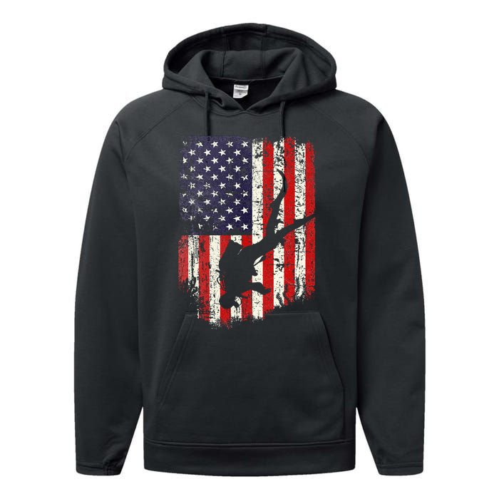 Scuba Diver Scuba Diving American Flag Performance Fleece Hoodie