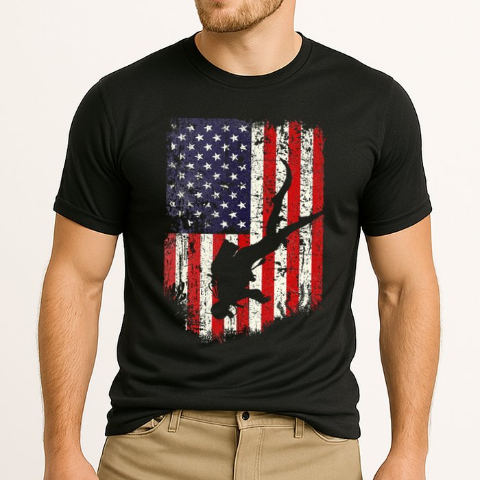 Scuba Diver Scuba Diving American Flag Cooling Performance Crew T-Shirt