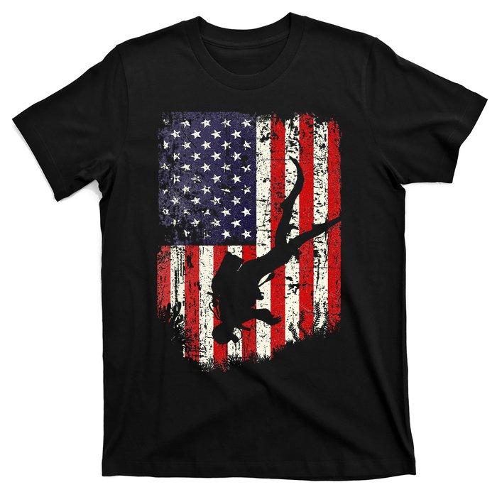 Scuba Diver Scuba Diving American Flag T-Shirt