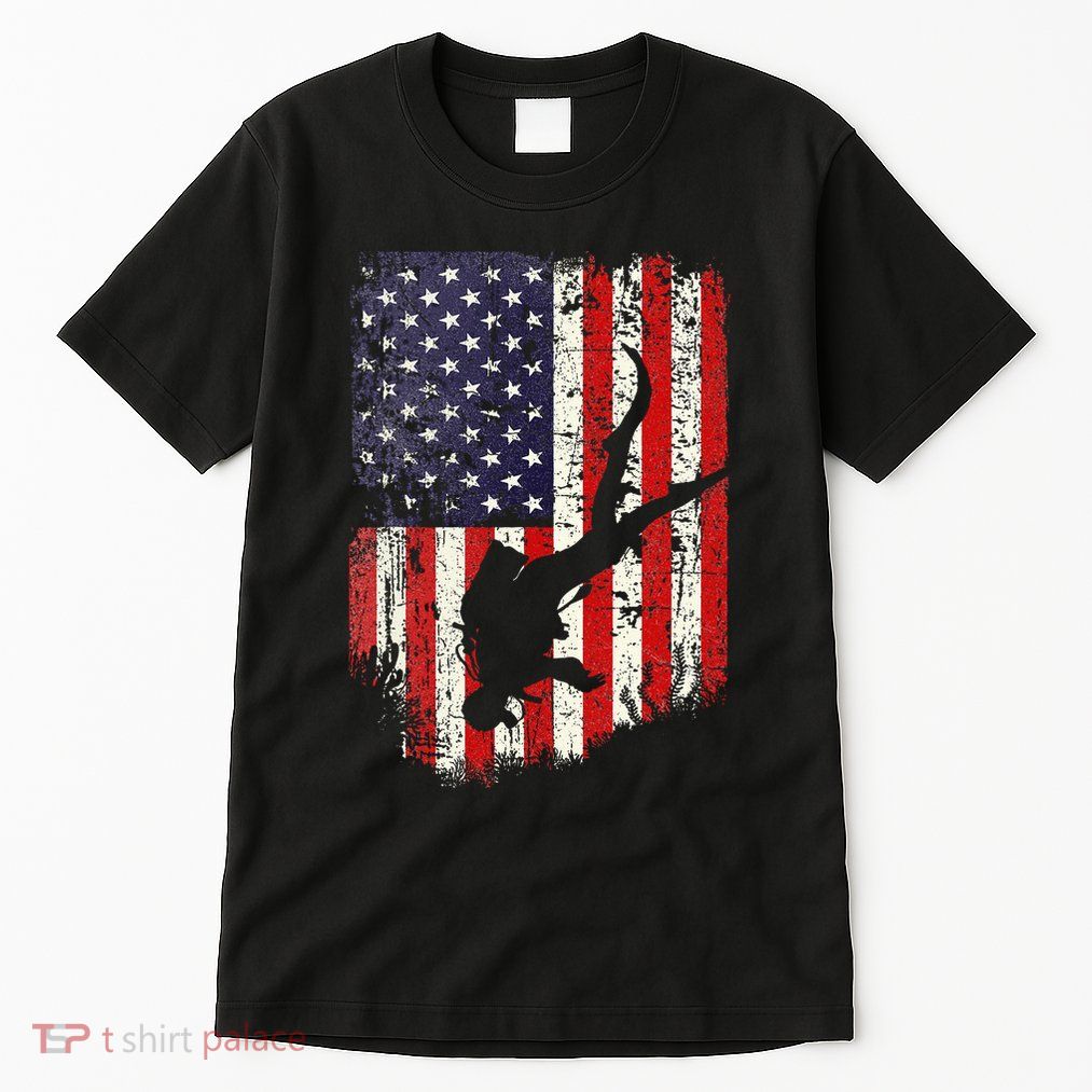 Scuba Diver Scuba Diving American Flag Tall T-Shirt
