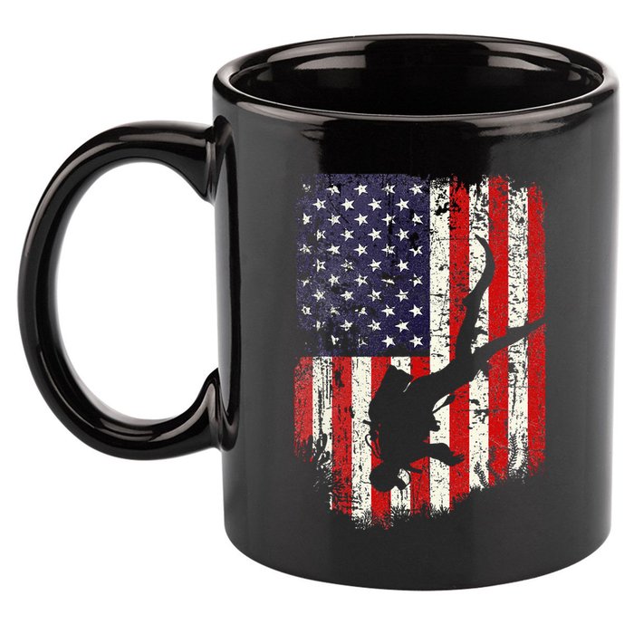 Scuba Diver Scuba Diving American Flag 11oz C Handle Ceramic Mug
