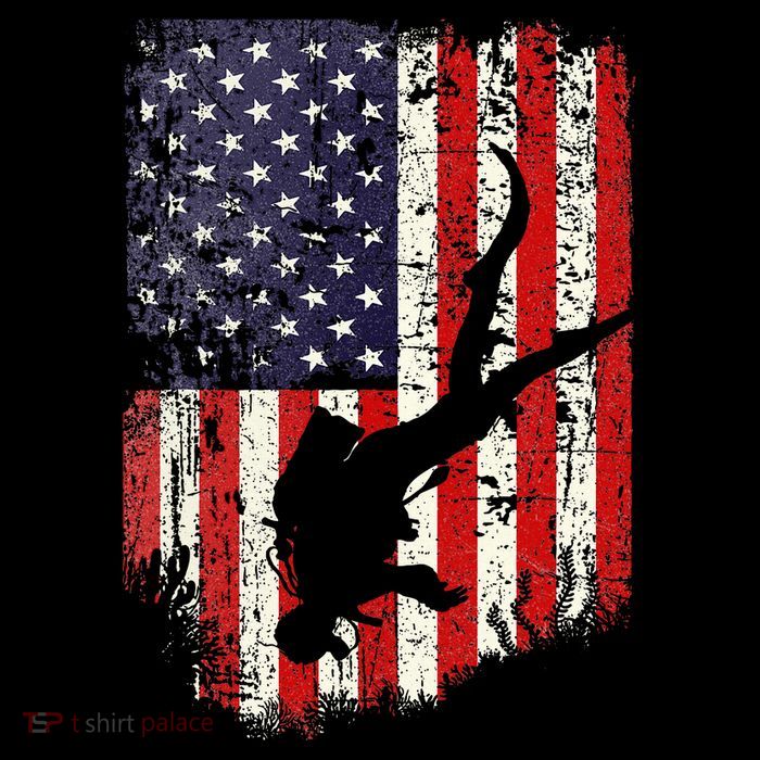 Scuba Diver Scuba Diving American Flag Flatbill Hat
