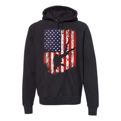 Scuba Diver Scuba Diving American Flag Premium Hoodie