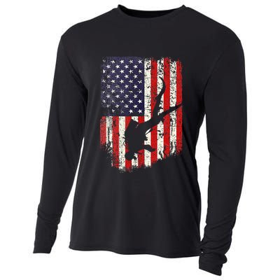 Scuba Diver Scuba Diving American Flag Cooling Performance Long Sleeve Crew