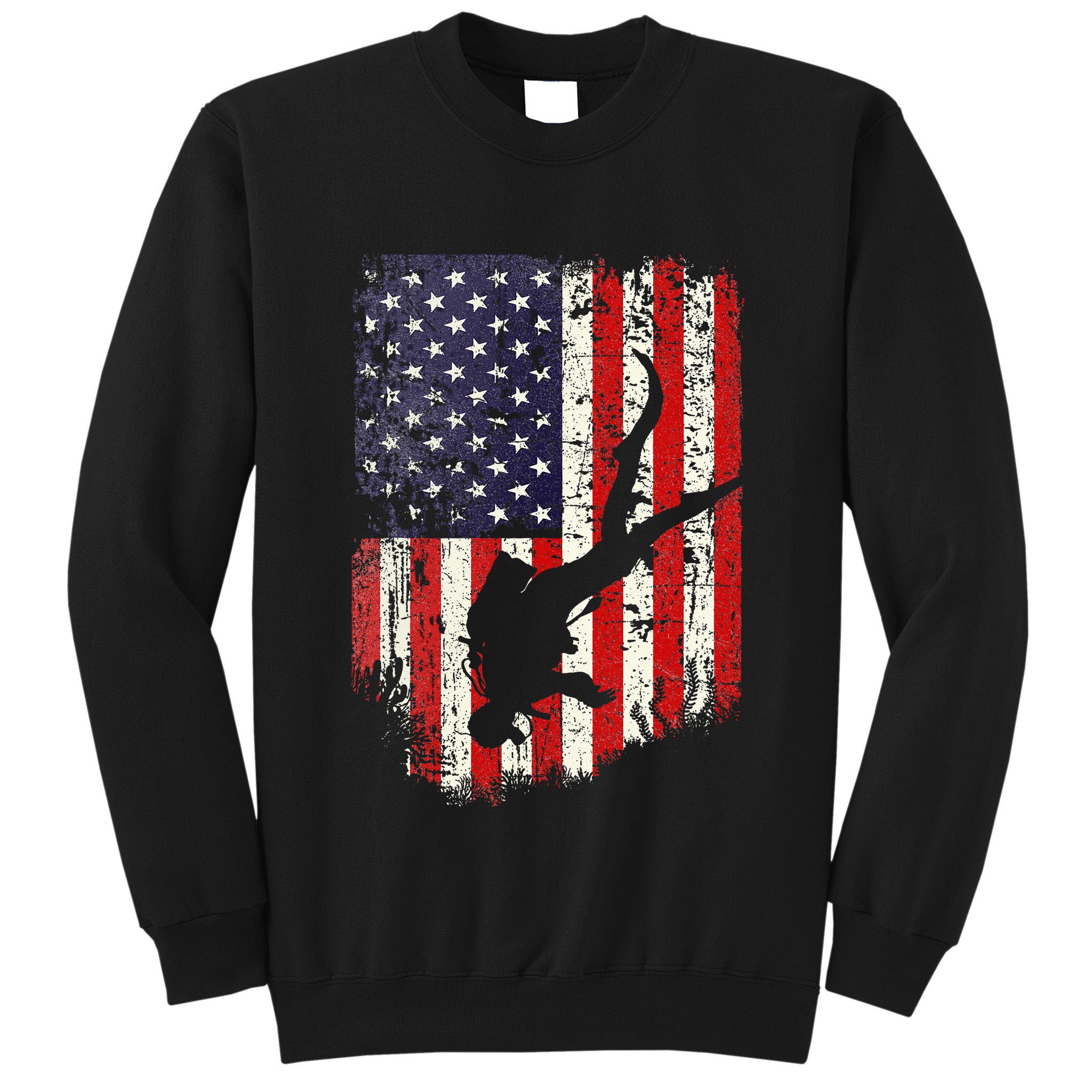 Scuba Diver Scuba Diving American Flag Tall Sweatshirt