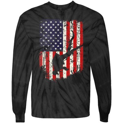 Scuba Diver Scuba Diving American Flag Tie-Dye Long Sleeve Shirt