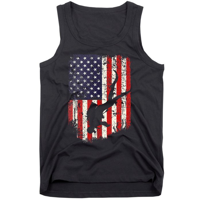 Scuba Diver Scuba Diving American Flag Tank Top