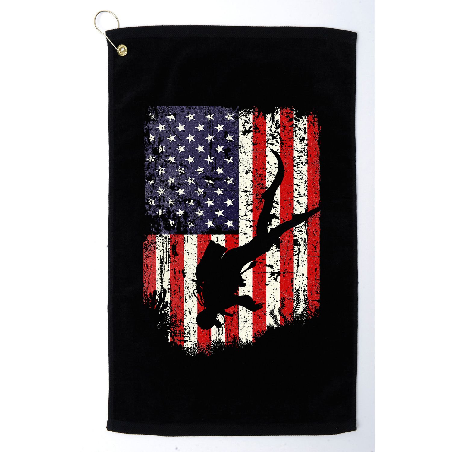 Scuba Diver Scuba Diving American Flag Golf Towel