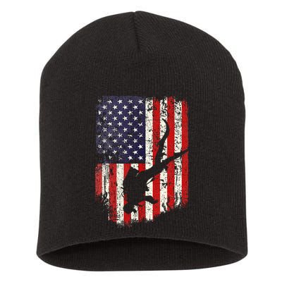 Scuba Diver Scuba Diving American Flag Short Acrylic Beanie