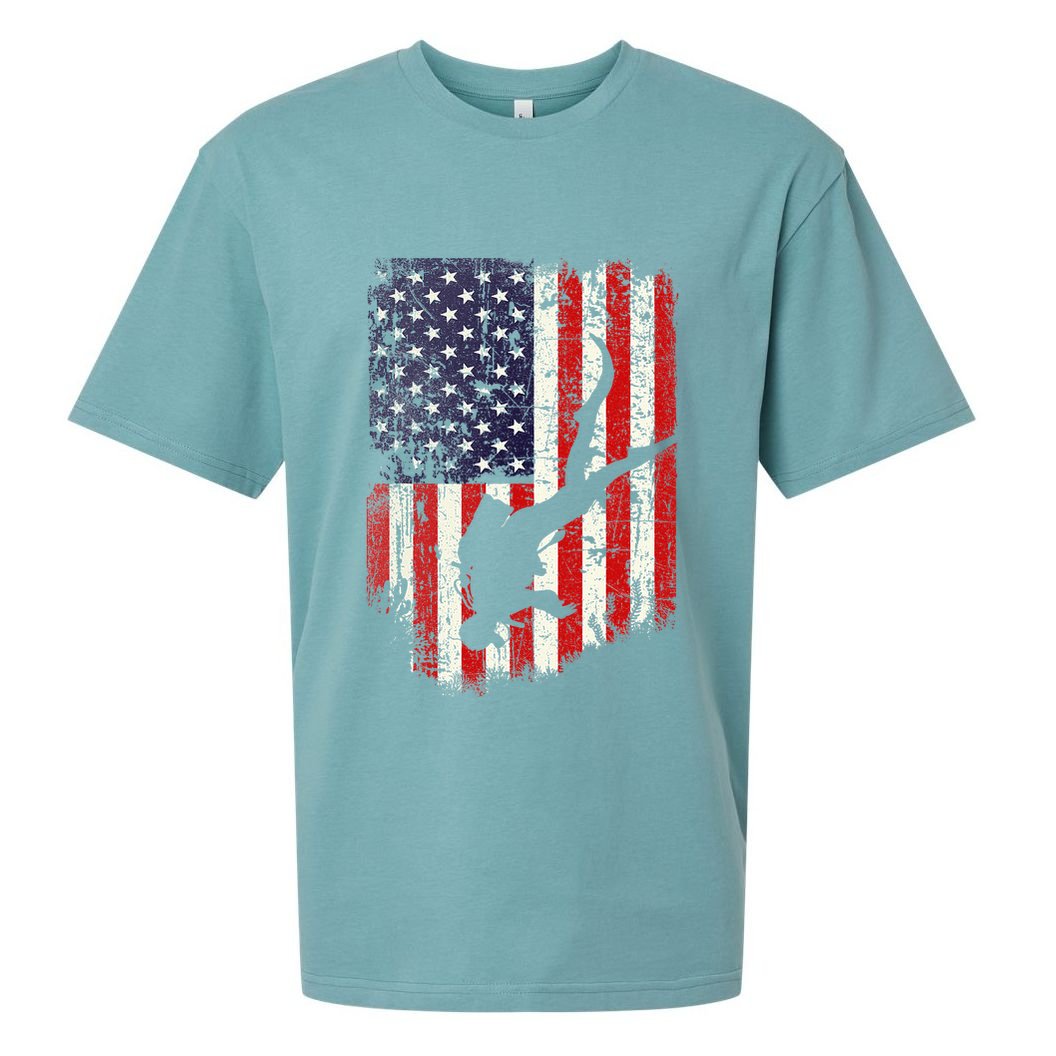Scuba Diver Scuba Diving American Flag Sueded Cloud Jersey T-Shirt