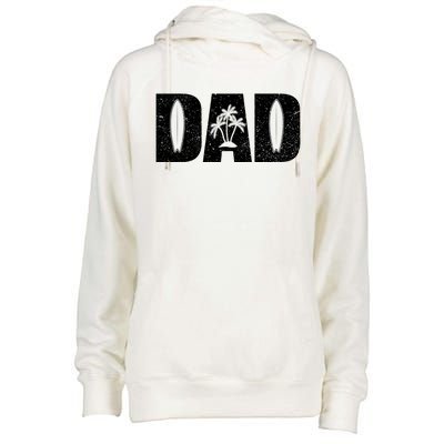 Surfing Dad Surfer Father Surf Dad Surfboard Distressed Funny Gift Womens Funnel Neck Pullover Hood