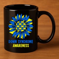 Sunflower Down Syndrome Awareness 11oz C Handle Ceramic Mug
