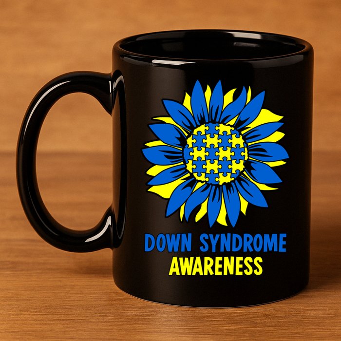 Sunflower Down Syndrome Awareness 11oz C Handle Ceramic Mug