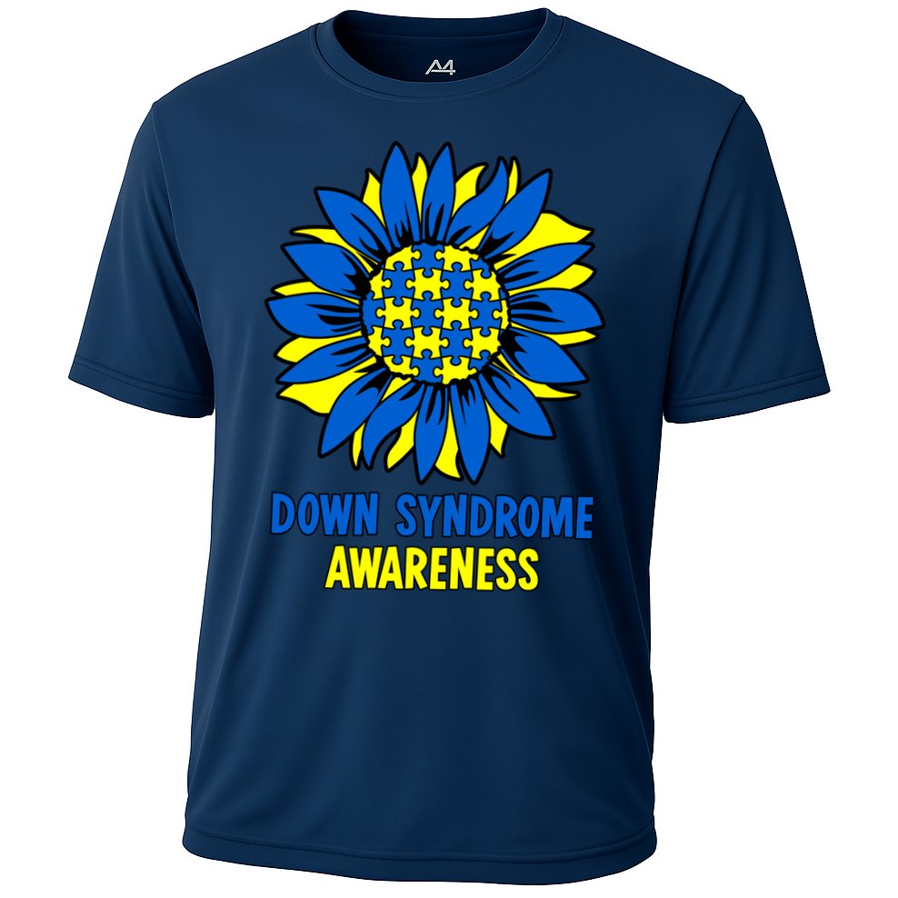 Sunflower Down Syndrome Awareness Cooling Performance Crew T-Shirt