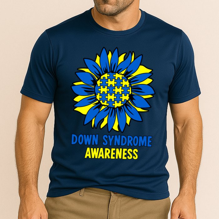 Sunflower Down Syndrome Awareness Cooling Performance Crew T-Shirt