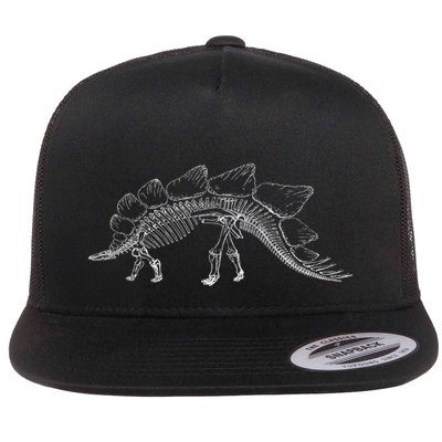 Stegosaurus Dinosaur Skeleton Illustration Art Graphic Bones Great Gift Flatbill Hat