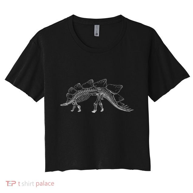 Stegosaurus Dinosaur Skeleton Illustration Art Graphic Bones Great Gift Crop Top