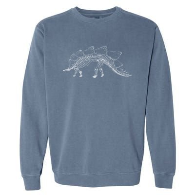 Stegosaurus Dinosaur Skeleton Illustration Art Graphic Bones Great Gift Garment-Dyed Sweatshirt