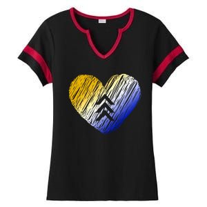 Support Down Syndrome Heart Ladies Halftime Notch Neck Tee