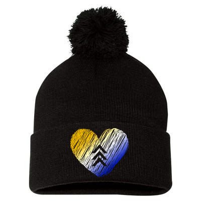 Support Down Syndrome Heart Pom Pom 12in Knit Beanie