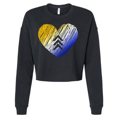 Support Down Syndrome Heart Cropped Pullover Crew