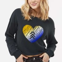 Support Down Syndrome Heart Cropped Pullover Crew