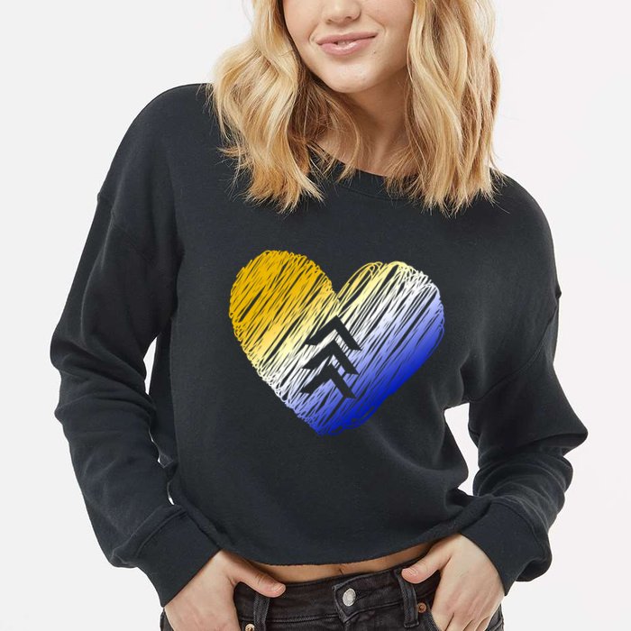 Support Down Syndrome Heart Cropped Pullover Crew