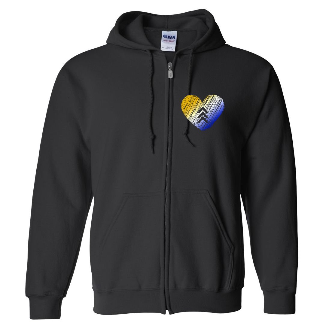 Support Down Syndrome Heart Full Zip Hoodie