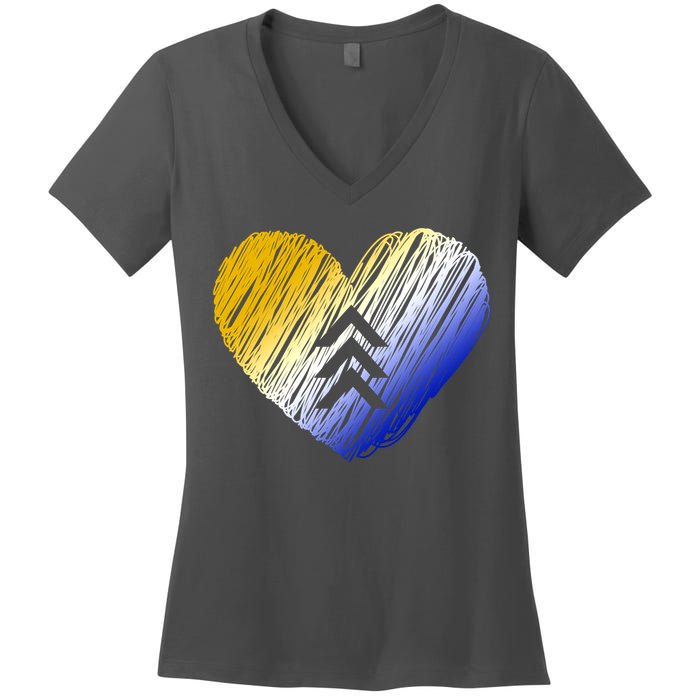 Support Down Syndrome Heart Women's V-Neck T-Shirt