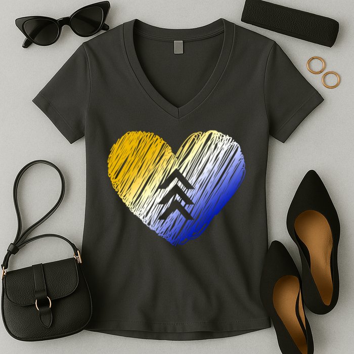 Support Down Syndrome Heart Women's V-Neck T-Shirt