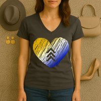 Support Down Syndrome Heart Women's V-Neck T-Shirt