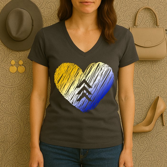 Support Down Syndrome Heart Women's V-Neck T-Shirt