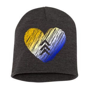 Support Down Syndrome Heart Short Acrylic Beanie