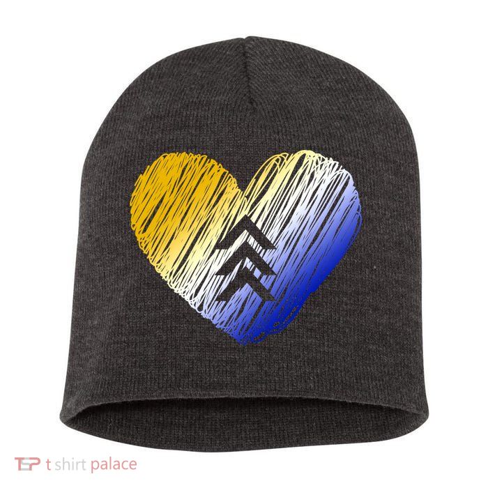 Support Down Syndrome Heart Short Acrylic Beanie