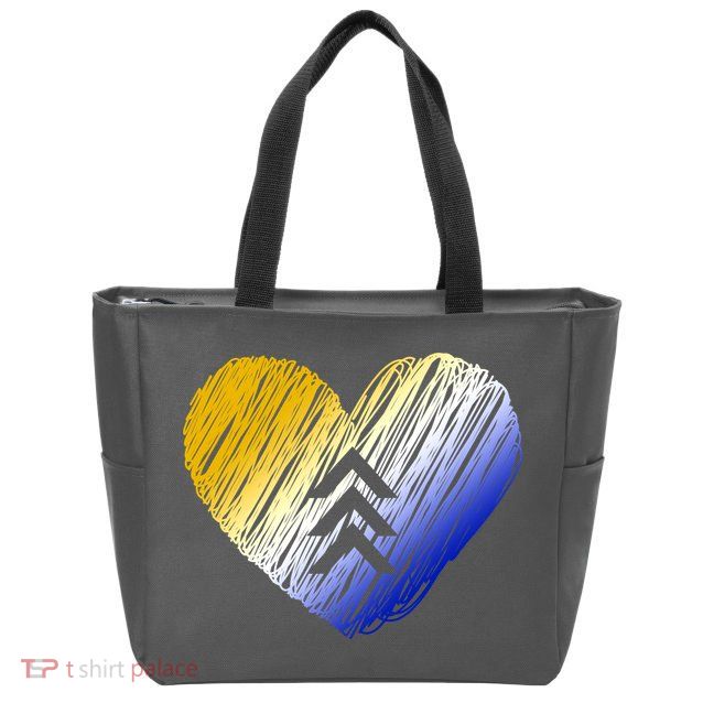 Support Down Syndrome Heart Zip Tote Bag