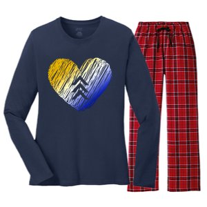 Support Down Syndrome Heart Women's Long Sleeve Flannel Pajama Set 