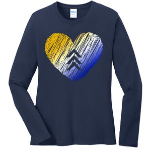 Support Down Syndrome Heart Ladies Long Sleeve Shirt