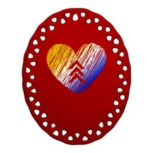 Support Down Syndrome Heart Ceramic Oval Ornament