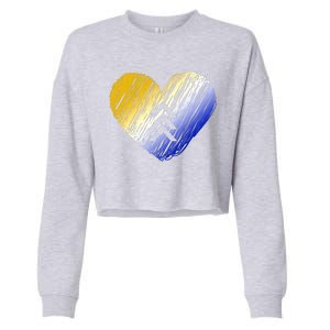 Support Down Syndrome Heart Cropped Pullover Crew