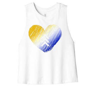 Support Down Syndrome Heart Women's Racerback Cropped Tank