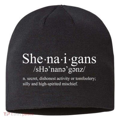 Shenanigans Definition St Patricks Day Funny Sustainable Beanie