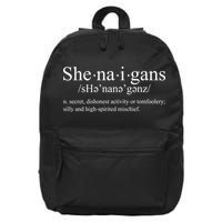 Shenanigans Definition St Patricks Day Funny 16 in Basic Backpack