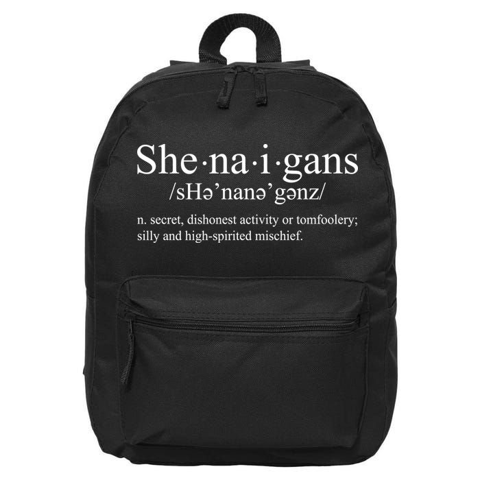 Shenanigans Definition St Patricks Day Funny 16 in Basic Backpack